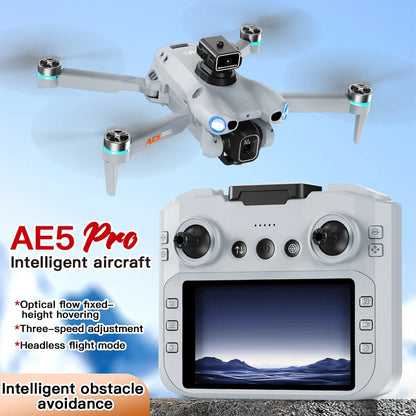 Nouveau Mini Drone caméra HD télécommande avec écran Intelligent évitement d'obstacles moteur sans brosse quadrirotor Dron jouets AE5Pro
