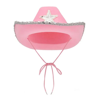 Pink Cowboy Hat for Girls Cowgirl Hat with Sequins and Star