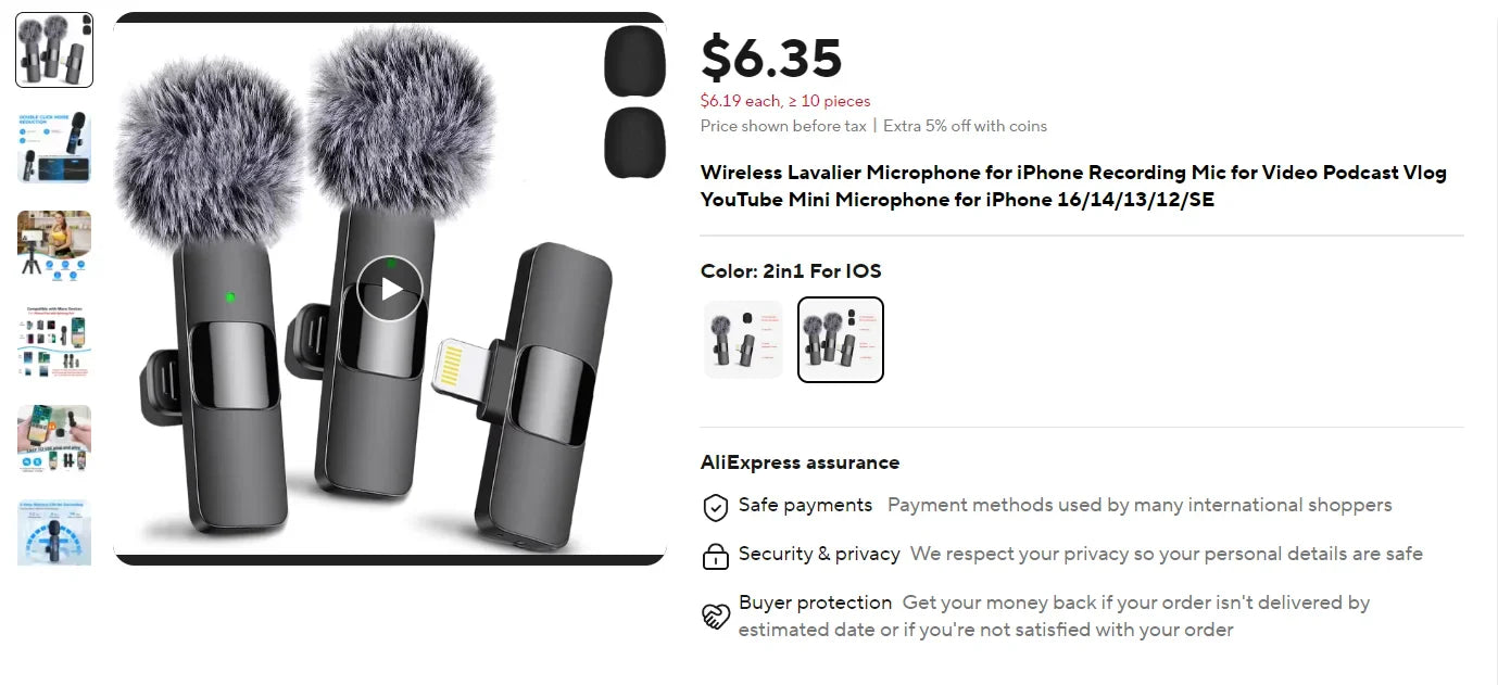 Microphone professionnel à revers Lavalier sans fil, pour iPhone, enregistrement Android, pour Interview, vidéo, Podcast, Vlog, YouTube