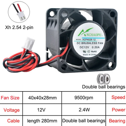 ACP4028 4cm 40mm fan 40x40x28mm DC5V/12V/24V 2pin Axial flow fan cooling fan for 1U 2U power server