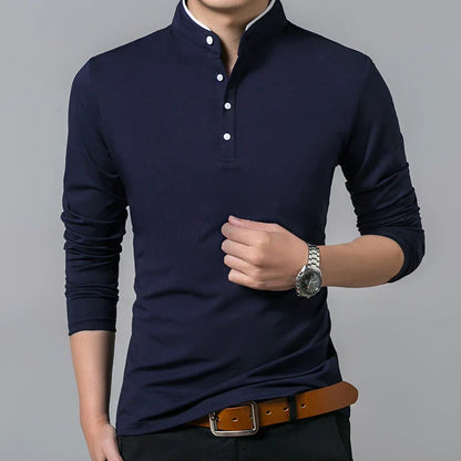 Polo à manches longues pour hommes, style décontracté et chic, idéal pour l'été, confortable et respirant, parfait pour les occasions formelles.