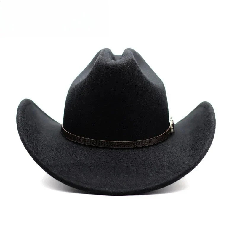 Chapeau de cowboy occidental vintage pour hommes, casquette de jazz de cowgirl avec cloche en cuir à large bord, chapeaux de Sombrero d'église pour homme