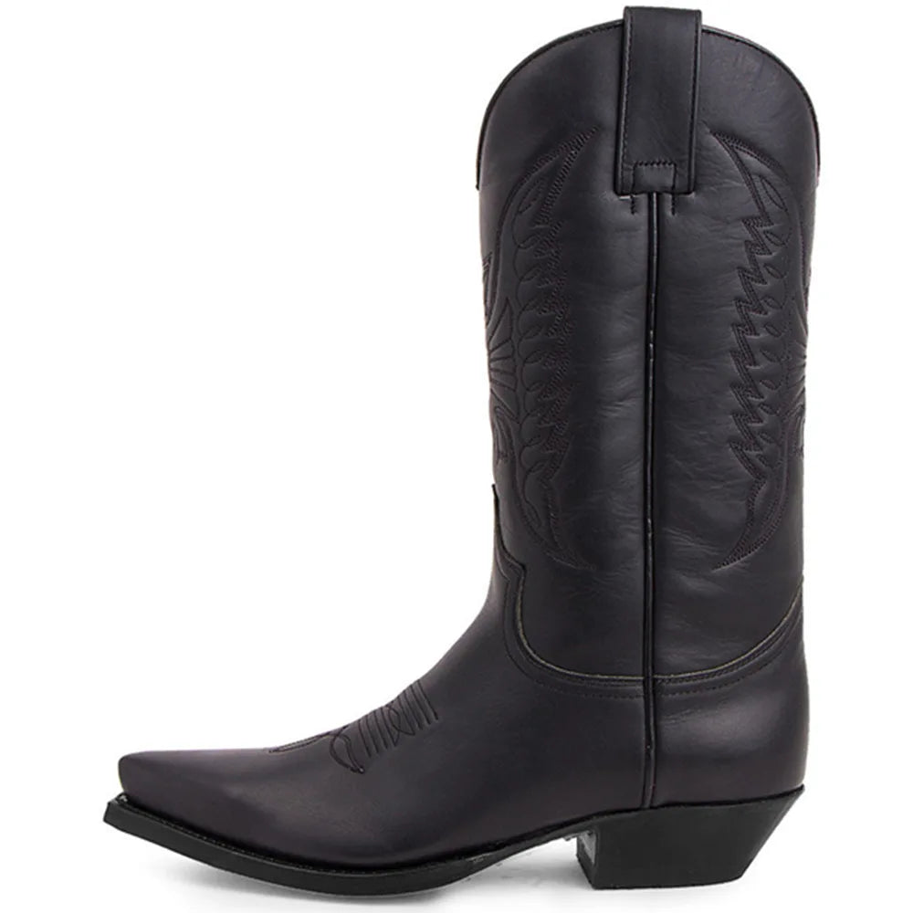 Men's Western Cowboy Boots Fashion Black Comfortable Embroidered Boots Men Couple Shoes for Men Women Motorcycle Boots Plus Size