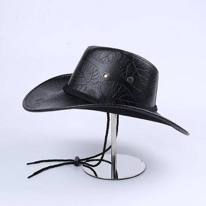 New Cowboy Knight Hat Women Men Leather Caps Western Sun Hats Gentleman Jazz Vintage Cap Large Grassland Summer Autumn Visors