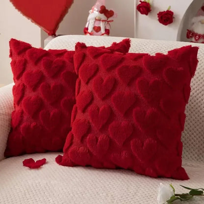 Housse de coussin en peluche pour la saint-valentin, avec coussin Jacquard brodé de cœur, pour décoration de canapé et de salon (oreiller non inclus)
