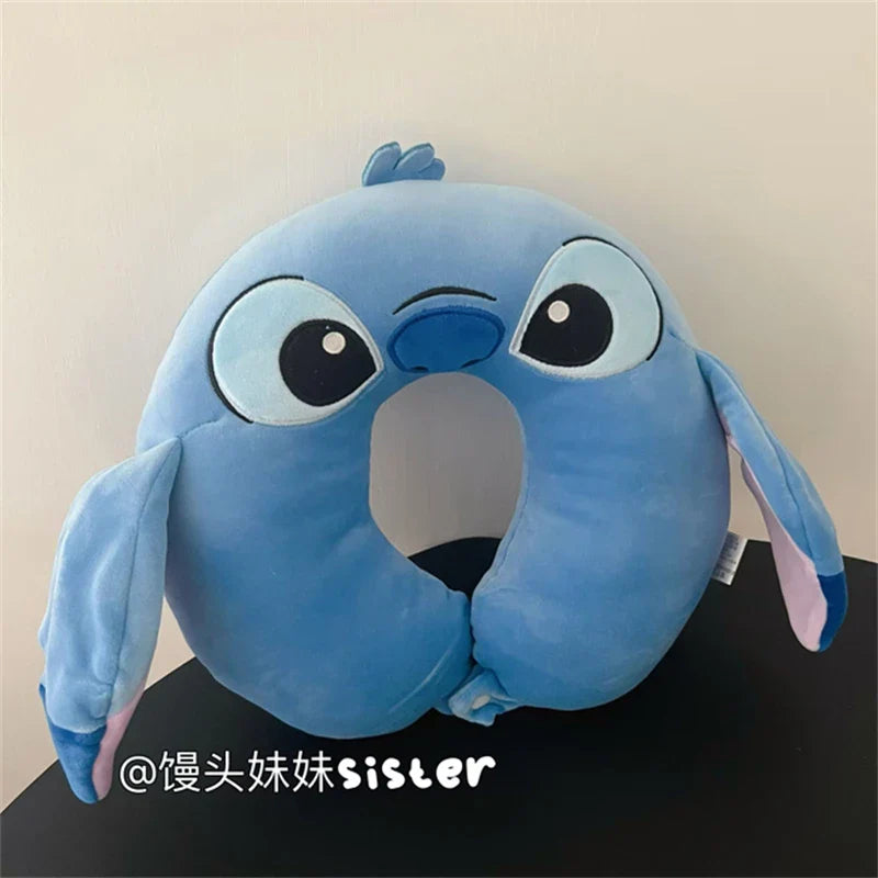 Cartoon Stitch U-shaped Neck Pillow Kawaii Stuffed Anime Comfortable Alien Sullivan Nap Pillow Airplane Travel Pillow Xmas Gifts