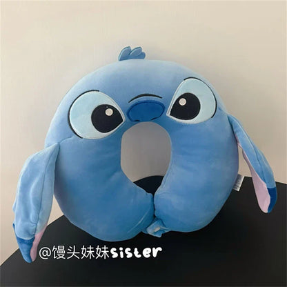 Cartoon Stitch U-shaped Neck Pillow Kawaii Stuffed Anime Comfortable Alien Sullivan Nap Pillow Airplane Travel Pillow Xmas Gifts