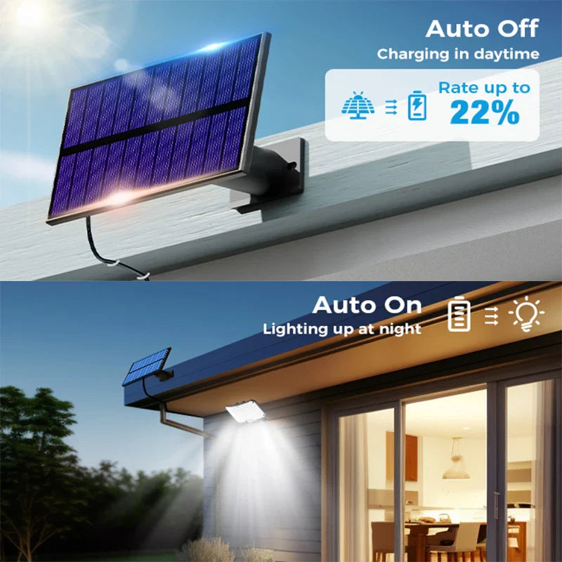 Lumière solaire extérieure Super lumineuse capteur de mouvement solaire forte puissance LED applique murale de jardin IP65 étanche 3 modes de fonctionnement