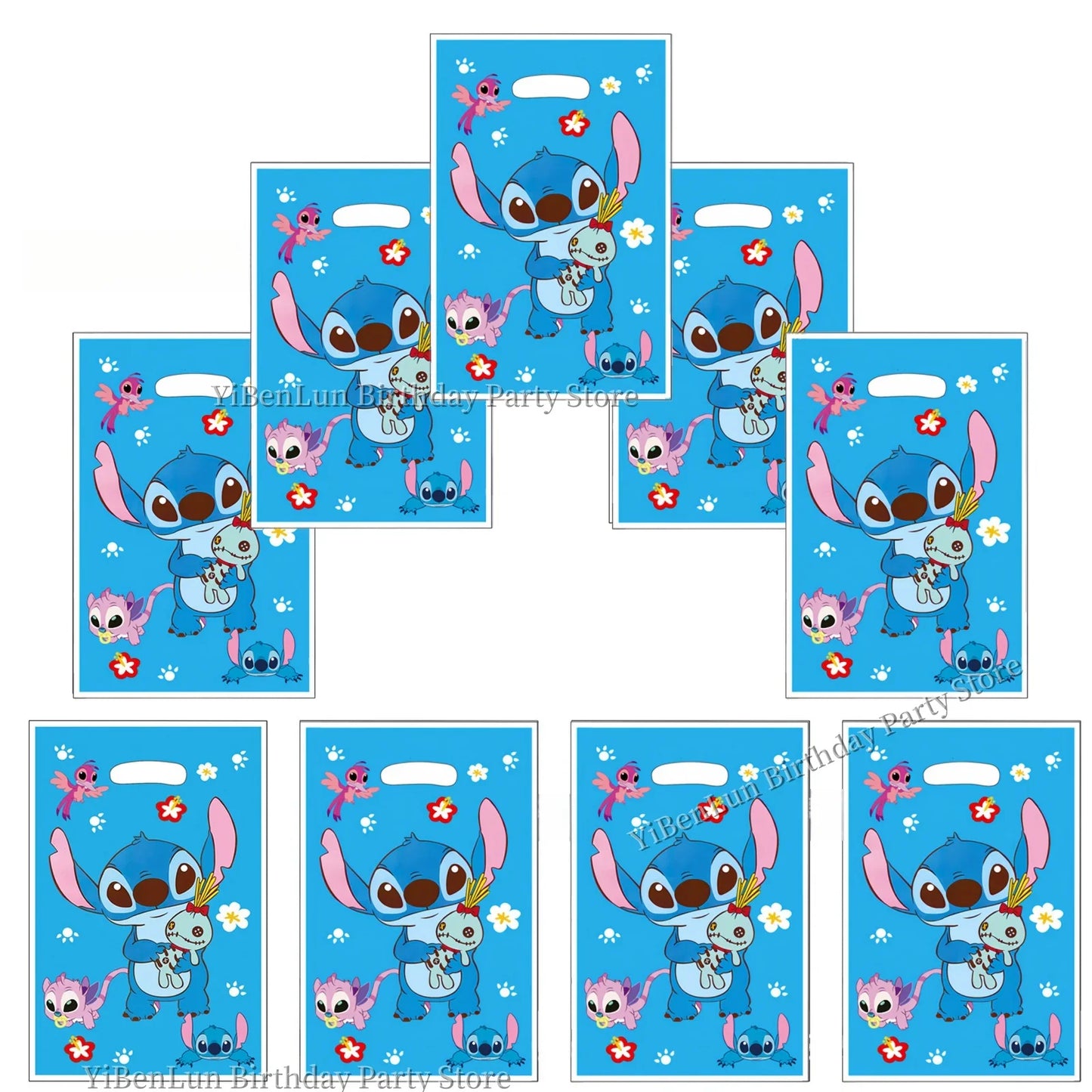 Stitch Decoration Birthday Stitch Gift Bag Plastic Blue Stitch Goodie Gift Bags Biscuit Package Baby Shower Supplies Kids favors