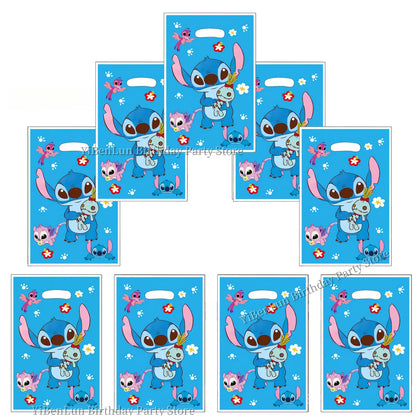 Stitch Decoration Birthday Stitch Gift Bag Plastic Blue Stitch Goodie Gift Bags Biscuit Package Baby Shower Supplies Kids favors