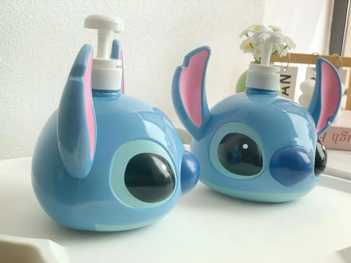 Stitch Sitting Position Lotion Bottle Refillable Pump Container for Shampoo Body Wash Cute Cartoon Travel Dispenser Bathroom Use