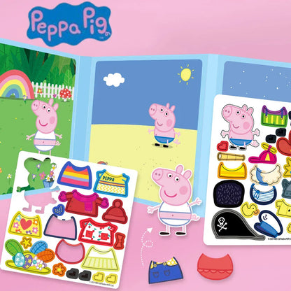 Nouveau Peppa Pig Page Habiller Autocollants Magnétiques Puzzle Magnétique Bricolage Habiller Autocollants Jouets à Tirer Cadeaux de Noël pour Enfants
