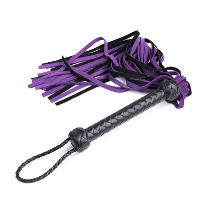 Fouet d'équitation avec glands en cuir de vachette, poignée en cuir, fouet de dressage, fouet de culture, pagaie slared, violet, noir, 68cm