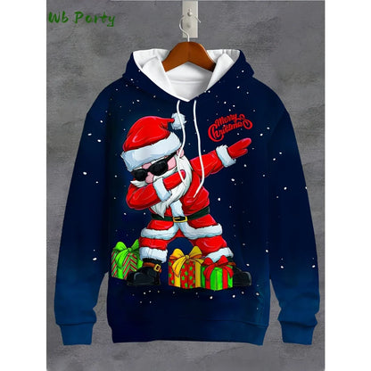 Pull à capuche de Noël 2025 pour homme, mode, imprimé 3D, sweat-shirt drôle Père Noël, graphique Harajuku, chemisier, vêtements pour homme