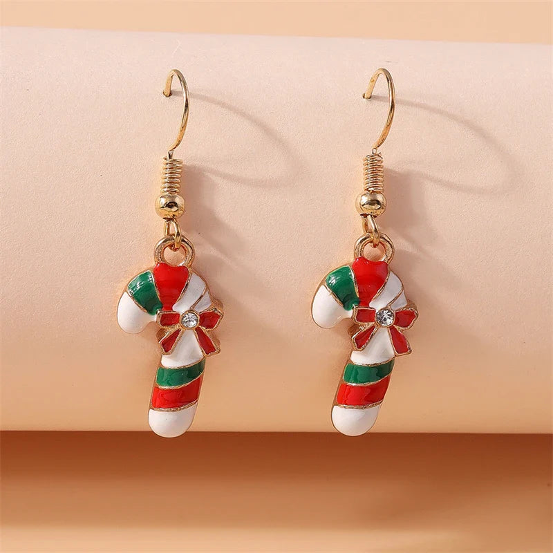 Fashion Merry Christmas Tree Deer Snowflake Santa Claus Drop Earrings for Women Girls New Year Party Festival Jewelry Gifts
