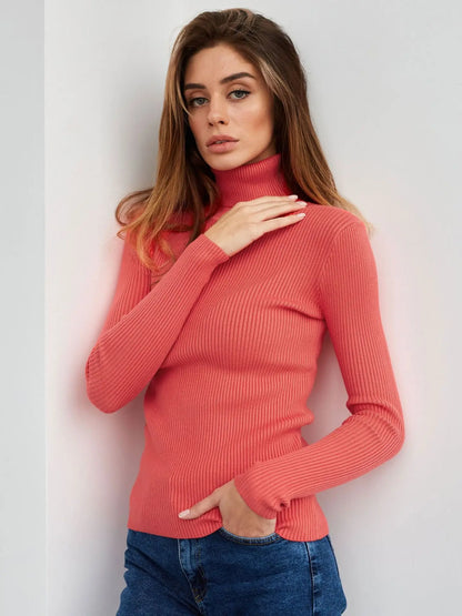 Women Sweater 2024 Autumn Knitted Pullovers Turtleneck Slim Knitting Bottoming Shirt Solid Color Knitwear Jumpers Basic Sweaters