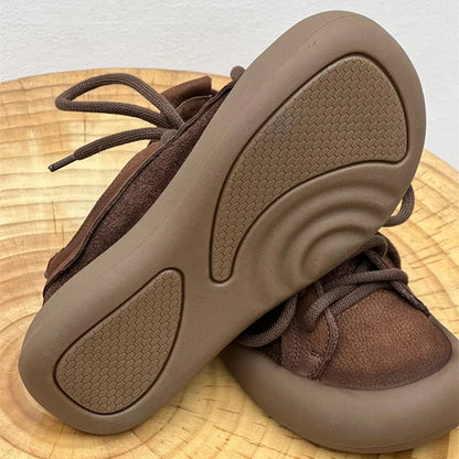 Chaussures en cuir de vache pour femmes, style rétro, pour loisirs en plein air, marche, chaussures plates à lacets, chaussures de travail sur le terrain des agriculteurs