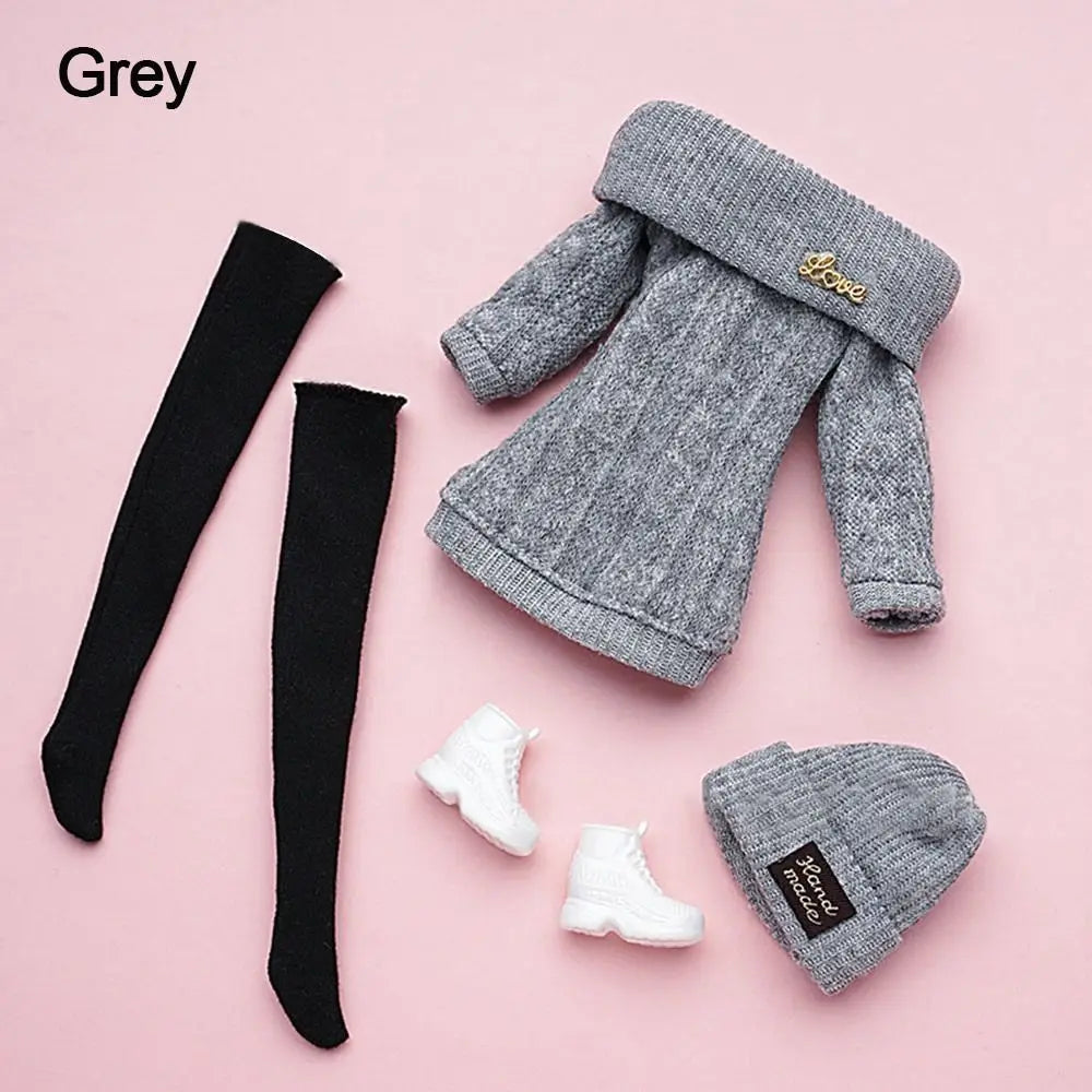 For 1/6 Doll Clothes 29~32cm Doll Plush Coat Skirt Doll Winter Dress Girl Coat Handmade Casual Wear Set Doll Accessories Gift