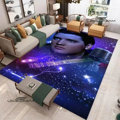 E-Elvis-Presleys Retro Printed Carpet Non-slip Carpet Outdoor Carpets Area Rug Home Bedroom Decor Rug for Bedroom Birthday Gift