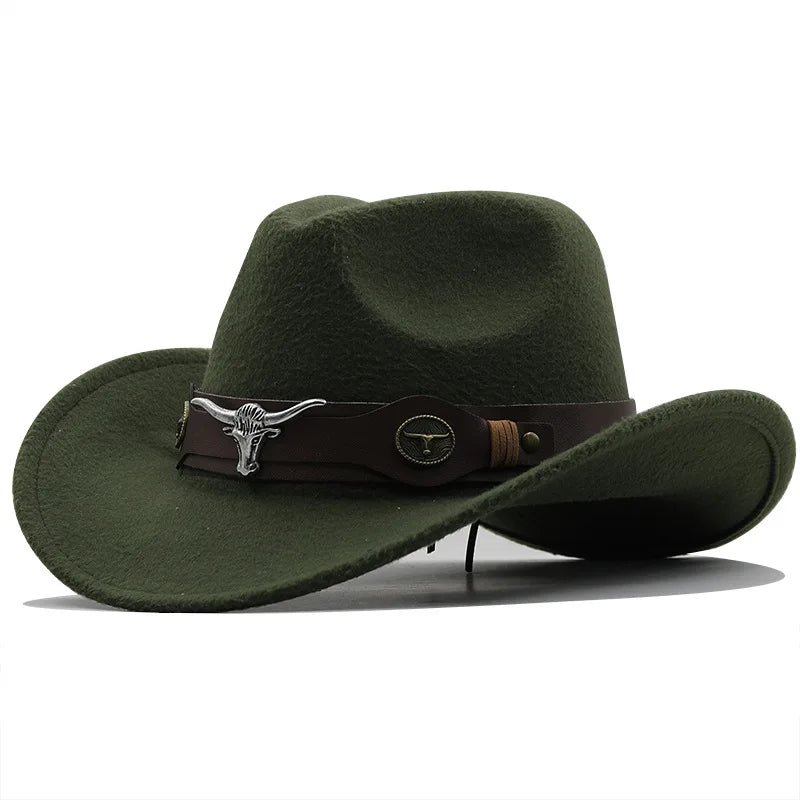 Nouveau chapeau de Cowboy occidental à bord roulé casquette de Cowgirl Cowboy Jazz Fedora chapeaux casquette en feutre avec bande de vache pour femmes hommes enfants