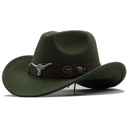 Nouveau chapeau de Cowboy occidental à bord roulé casquette de Cowgirl Cowboy Jazz Fedora chapeaux casquette en feutre avec bande de vache pour femmes hommes enfants