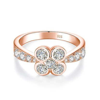 0.9CT Moissanite Ring for Women D VVS1 Round Diamond Double Halo Ring Engagement Christmas 925 Sterling Silver Wedding