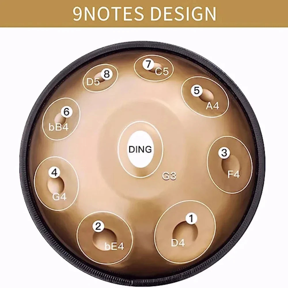 Tambour à main doré 432Hz/440Hz, langue en acier de 22 pouces pour Yoga, méditation, Instrument pour débutant, cadeau 9/10/12/1417 Notes
