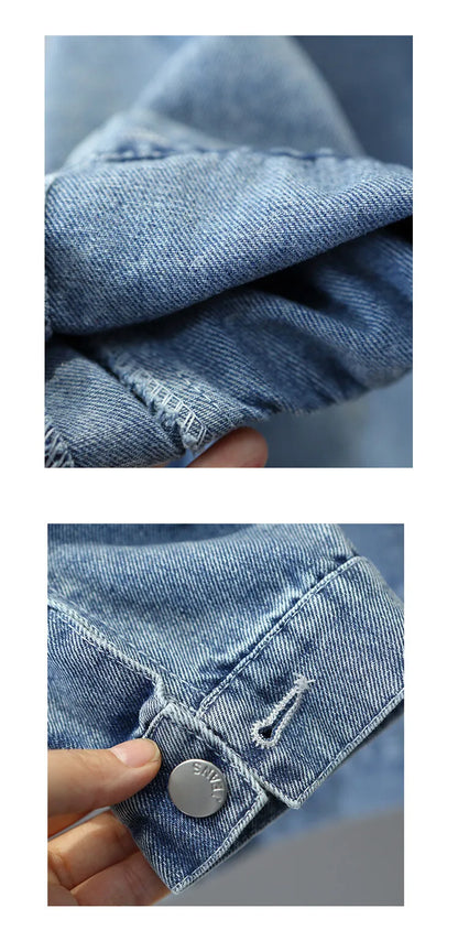 Teen Girls Denim Coat Spring Autumn Pearl Embellishment Bow Knot Fashion Jacket For 3 4 5 6 8 10 12 Years Kids Casual Outerwear