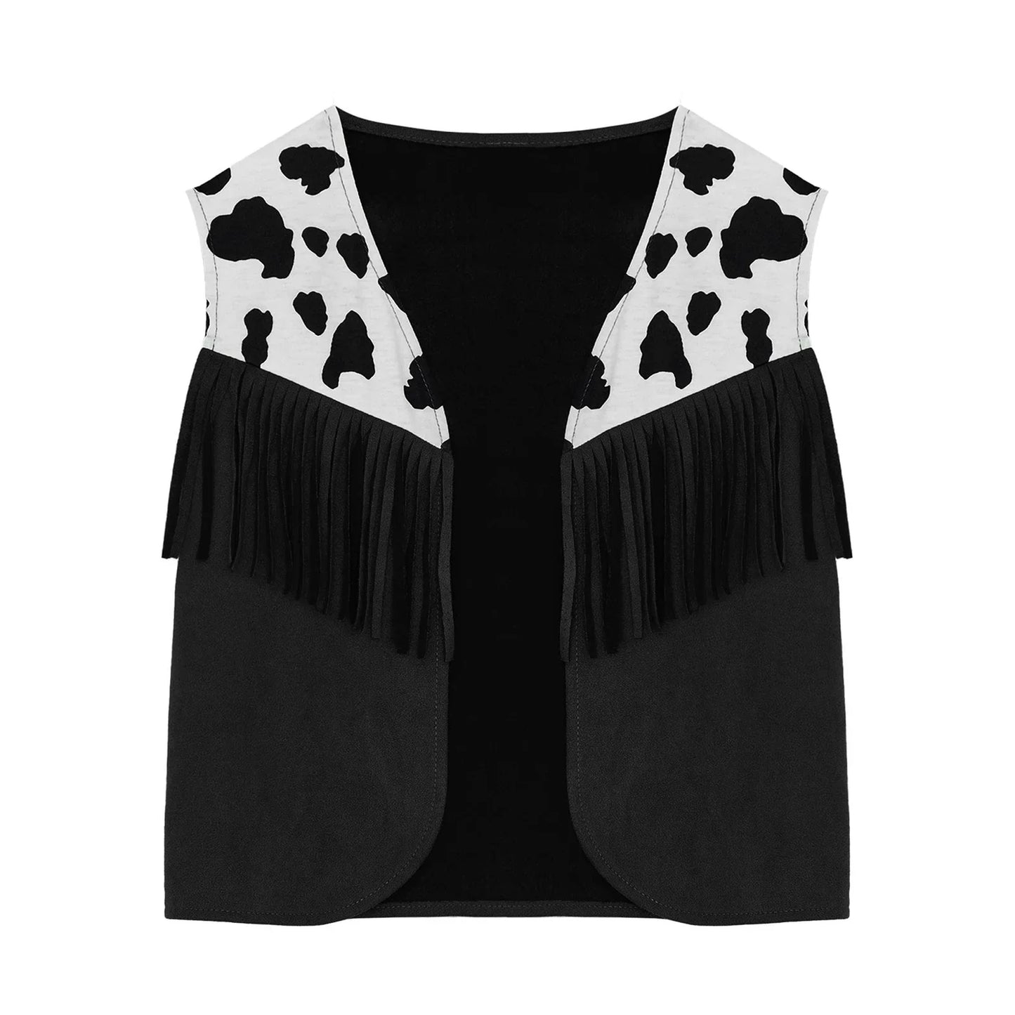 Enfants enfant Halloween Western Cowboy Cowgirl Cosplay Costume imprimé vache gilet à pampilles et ensemble de pantalon évasé Carnaval fête habiller