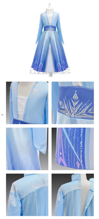 Snow Queen Girls Dress Princess Anna Elsa 2 Dresses Kids Fancy Children Vestidos Birthday Carnival Fancy Party Disguise
