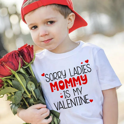 T-shirt imprimé pour maman et papa, vêtements pour enfants, hauts pour garçons et filles, tenue décontractée pour fête de la saint-valentin