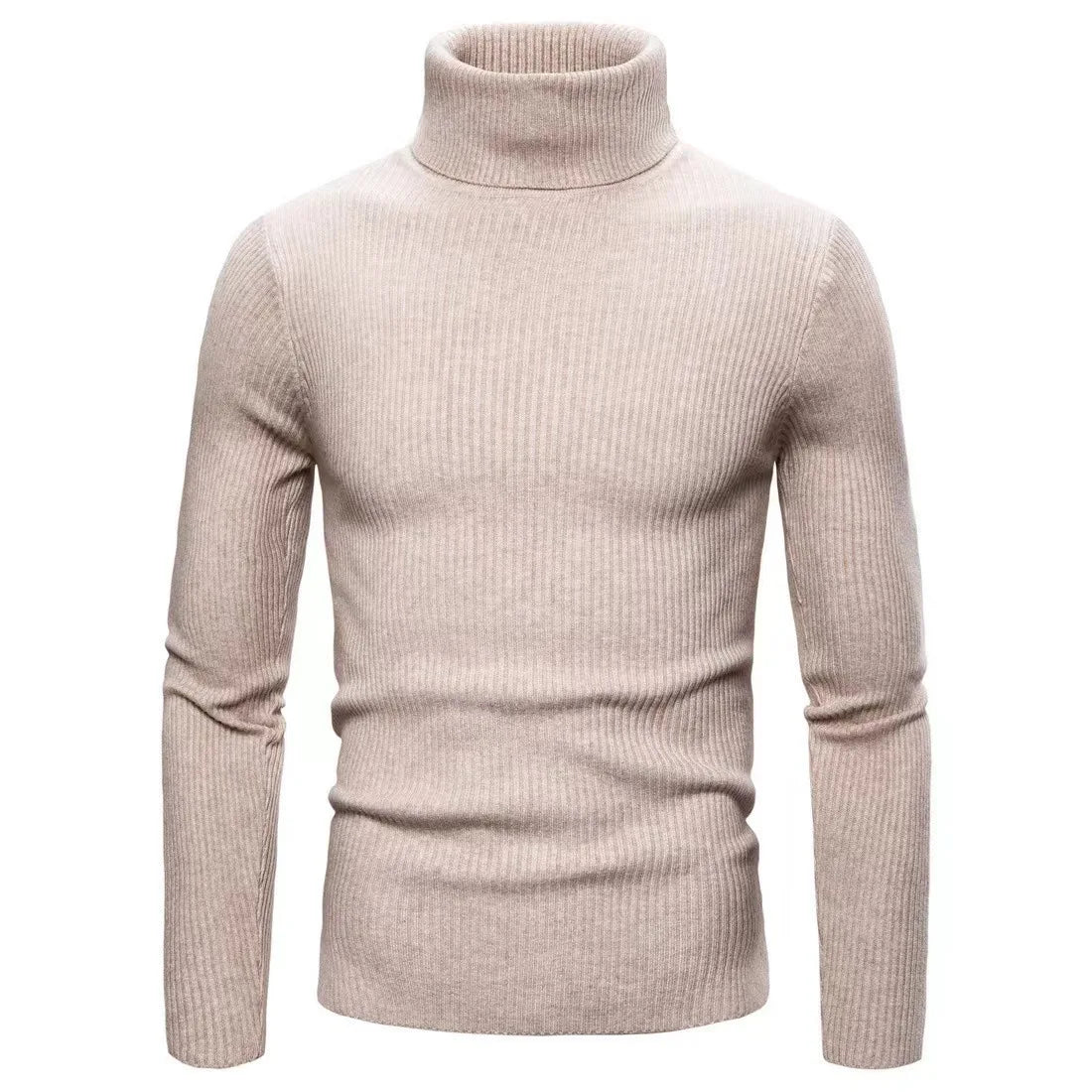 Hommes Pulls Gilets Cols Roulés Tricotés Manches Longues Couleur Unie Décontracté Coupe Slim Épais Épissure Automne Hiver