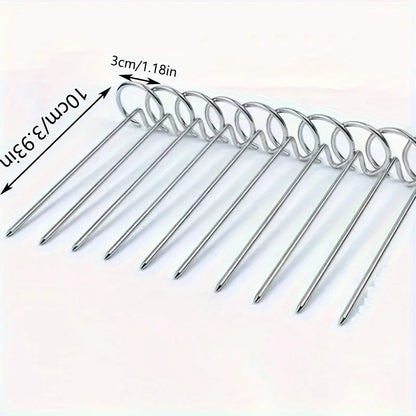 10pcs Air Fryer Oven, Vertical Grill, Skewer Grill, Universal Accessories, Food Grade 304 Stainless Steel Special Baking Needle