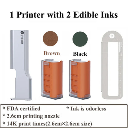 Evebot Food-grade Portable PrintPen Handheld Inkjet Printer Specifically for Food Surfaces Perfect for Coffee Macaron Cakes