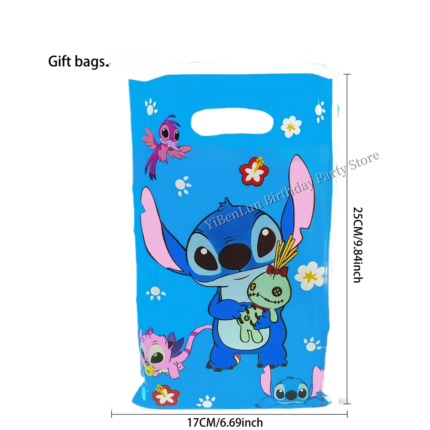 Stitch Decoration Birthday Stitch Gift Bag Plastic Blue Stitch Goodie Gift Bags Biscuit Package Baby Shower Supplies Kids favors