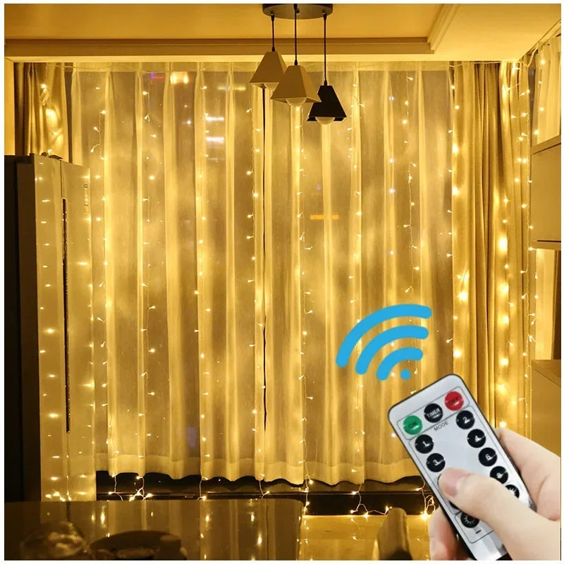 Guirlande de rideaux Led pour fenêtre, 4/6M/8 modes, alimentation USB, guirlande lumineuse féerique avec télécommande, nouvel an, décoration de noël