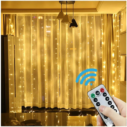 Guirlande de rideaux Led pour fenêtre, 4/6M/8 modes, alimentation USB, guirlande lumineuse féerique avec télécommande, nouvel an, décoration de noël
