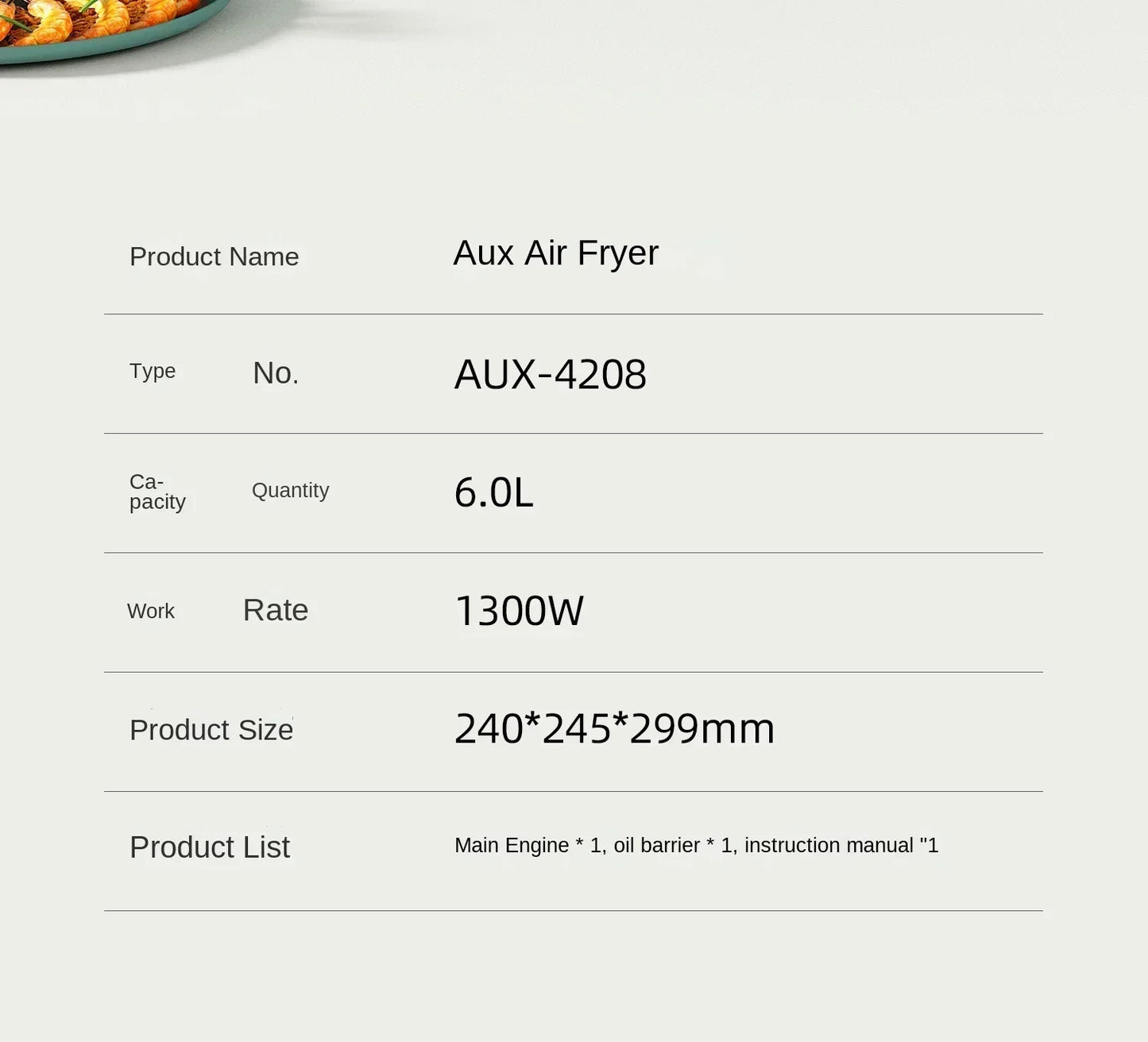 220V AUX Air Fryer and Oven Combo: Multifunctional, Fully Automatic, No Oil Technology, Easy-to-clean AB