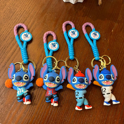Stitch Wear Sportswear Play Basketball Play Baseball Series Key Chain Backpack Handbag Pendant Decoration Kid Interesting Gift
