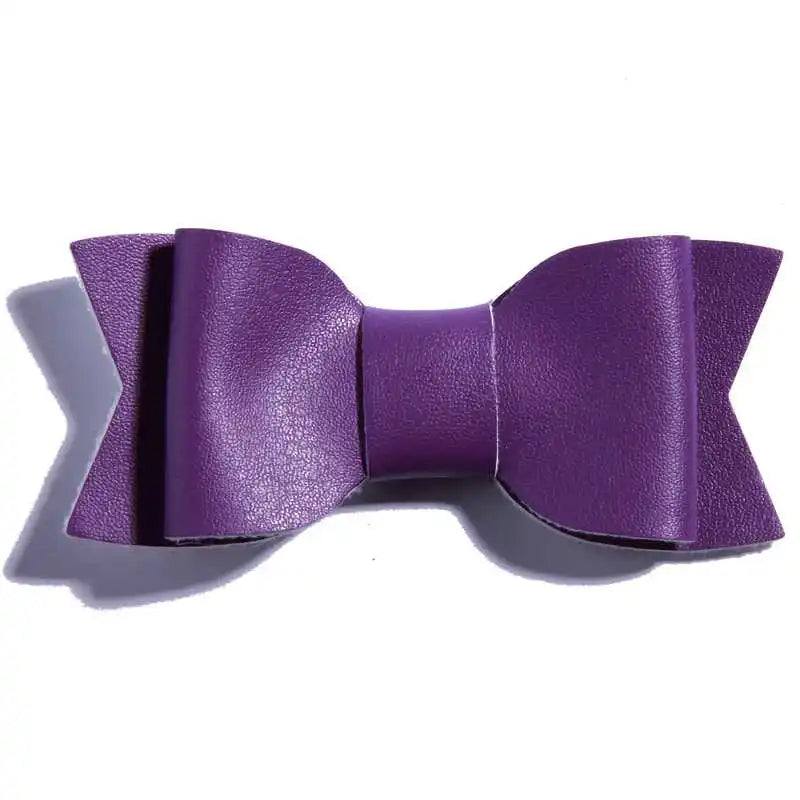 7.5CM Hot Sale Synthetic PU Leather Bows Knot For Hair Accessories Hair Bow With Clip For Headbands U Pick