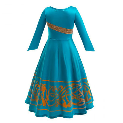 Brave Merida Girl Dress Kids Milk Wire Print Dress Breathable Comfortable Elastic Best Costume for Girl On Halloween Carnival