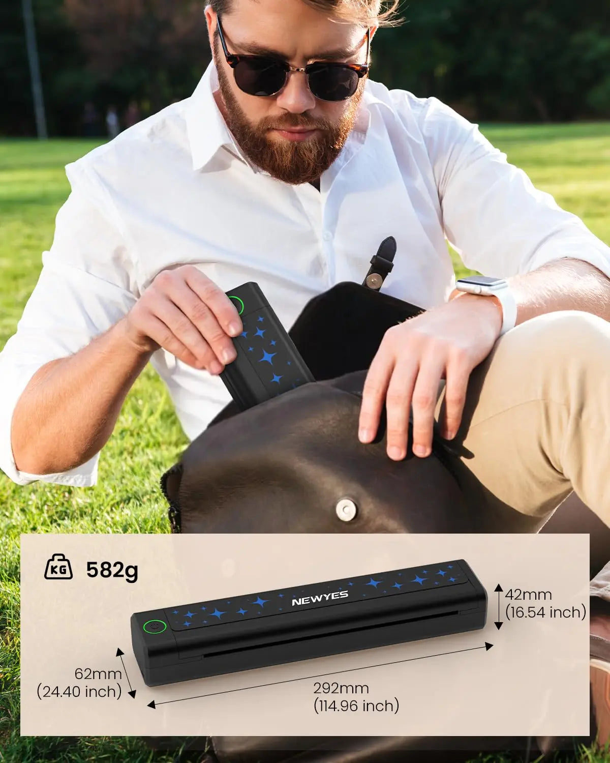 NEWYES Portable Thermal Printer Inkless Printer Wireless Connectivity Business Travel Home Education Use