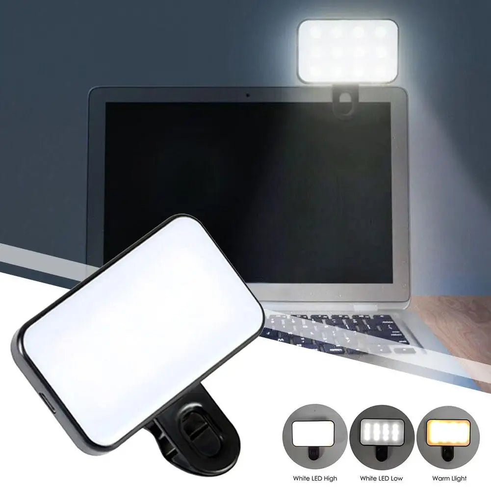 Mini flash pour téléphone portable, lumières pour Selfie, rechargeables, 3 Modes de luminosité, Clip réglable pour ordinateur portable, lumière de remplissage pour téléphone portable