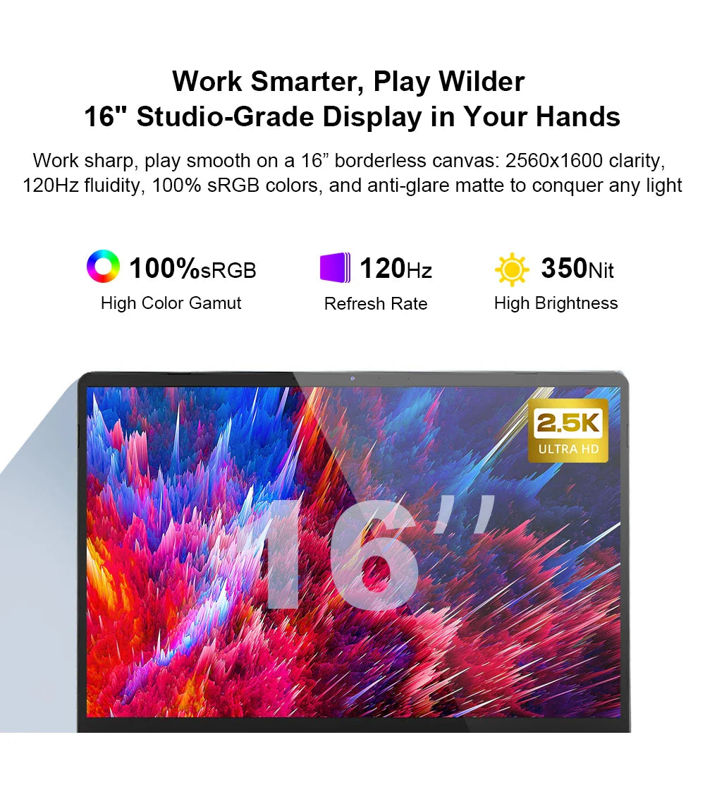Ninkear A15 Pro Portable Laptop Windows 11 AMD Ryzen 5 7430U 16-inch 2.5K IPS 120Hz 16GB DDR4+1TB SSD WiFi6 BT5 Backlit Keyboard