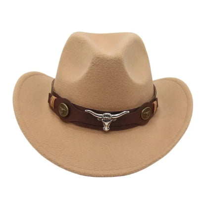 Chapeau de Cowboy occidental en laine Simple, chapeau de Jazz à large bord, couleur unie, chapeau de Cosplay de fête, casquettes de cyclisme