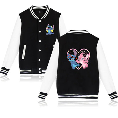 Lilo Stitch Baseball Jacket Men Women Hip Hop Harajuku Jackets Streetwear Kids Boys Girls Loose College Coats