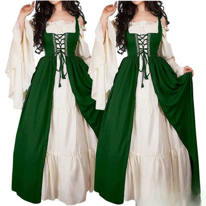 Costume de cosplay médiéval femme, manches longues, robe vintage, robe de fée elfe, robes de cour de princesse de la Renaissance