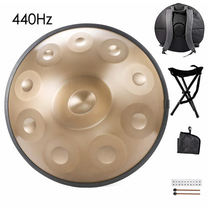 Tambour à main doré 432Hz/440Hz, langue en acier de 22 pouces pour Yoga, méditation, Instrument pour débutant, cadeau 9/10/12/1417 Notes