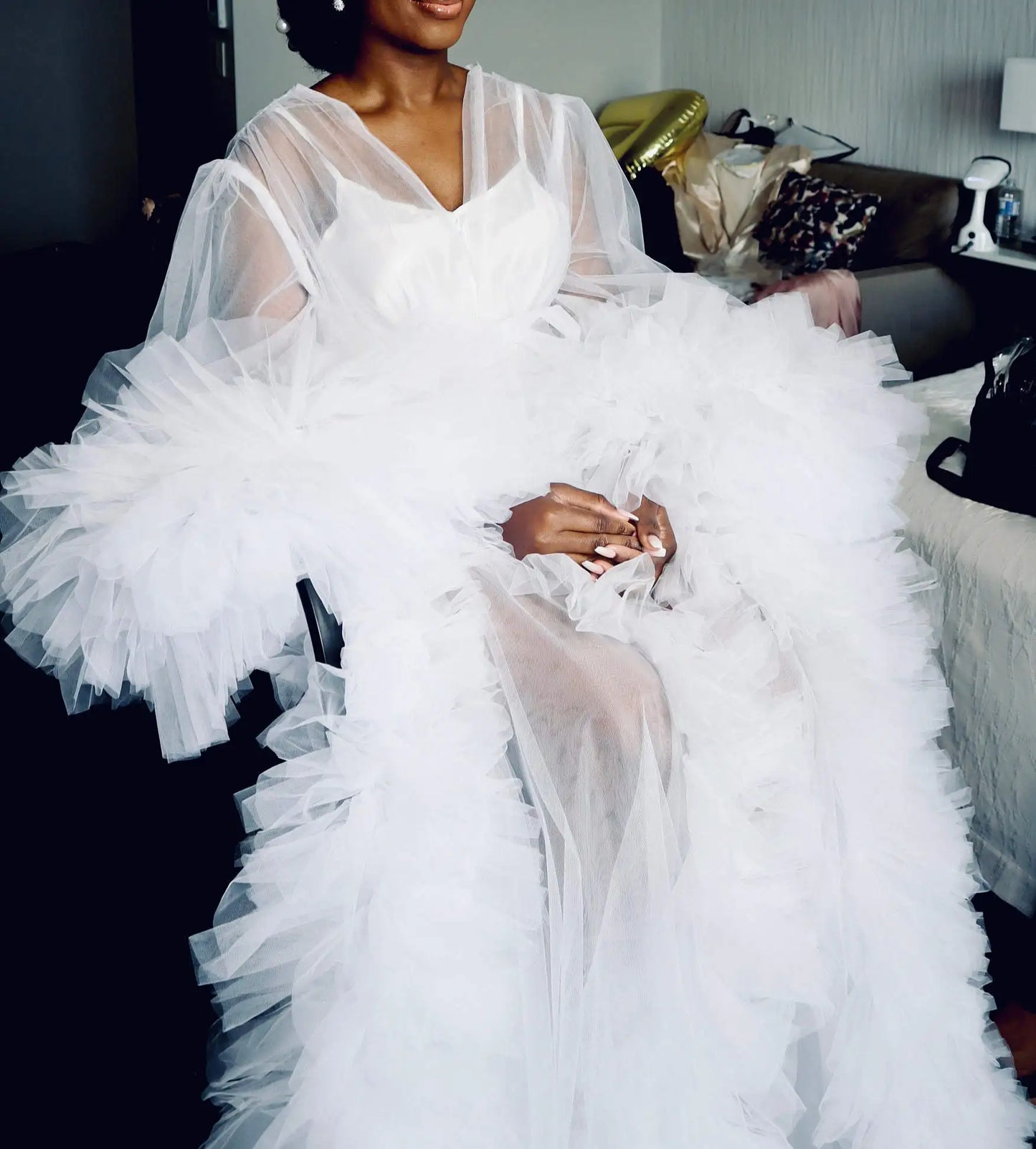 New Design Maternity Dresses for Photo Shoot Ruffles Long Sleeve Bridal Prom Gown Women Pregnant Robe Túnica Materna Custom Made