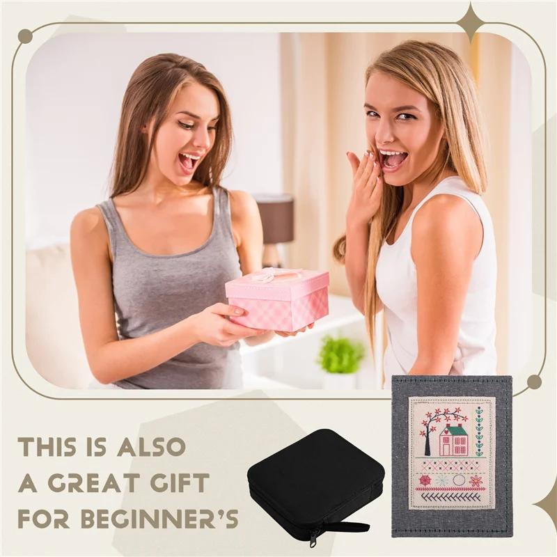 B84B-DIY Stitch Book With Tool Set,Embroidery Felt Book With Needle And Thread Sewing Patterns For Beginners,Embroidery Gift
